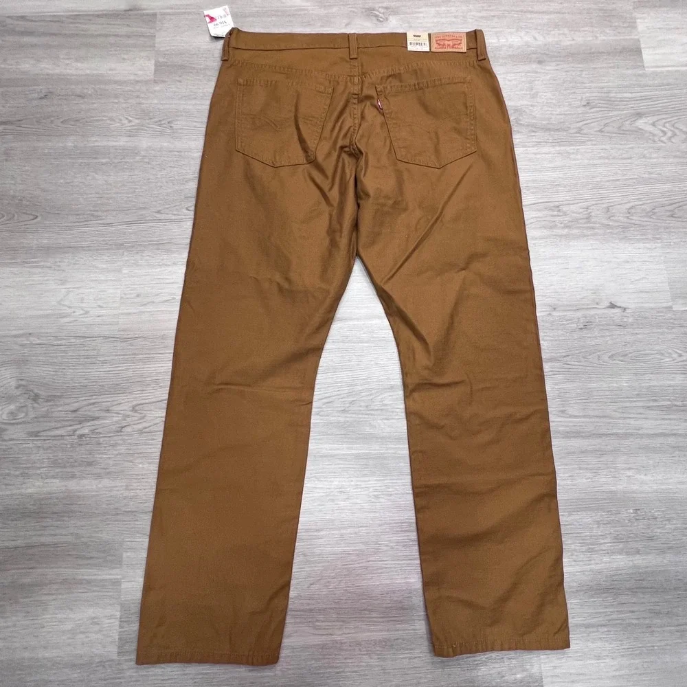Levis Middy Straight Pants Brown Tobacco Cotton Mid Rise 33x30 NEW